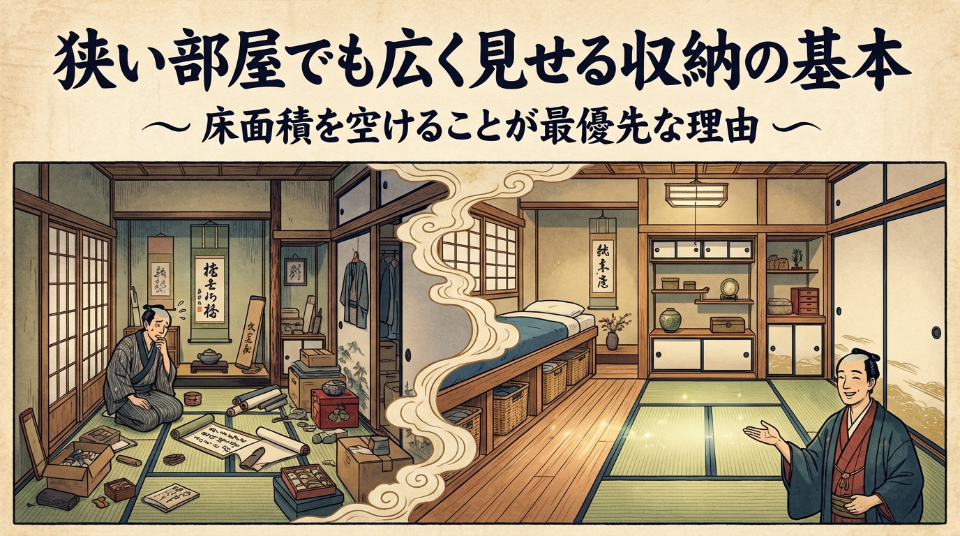 狭い部屋でも広く見せる収納の基本：床面積を空けることが最優先な理由